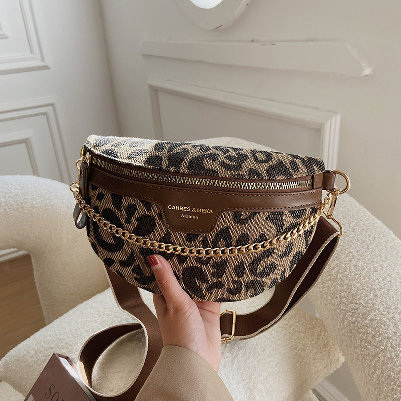 Fashion Crossbody Bag-Brown Leopard