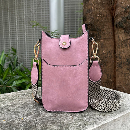 Preorder-Geometric Strap PU Leather Crossbody Bag