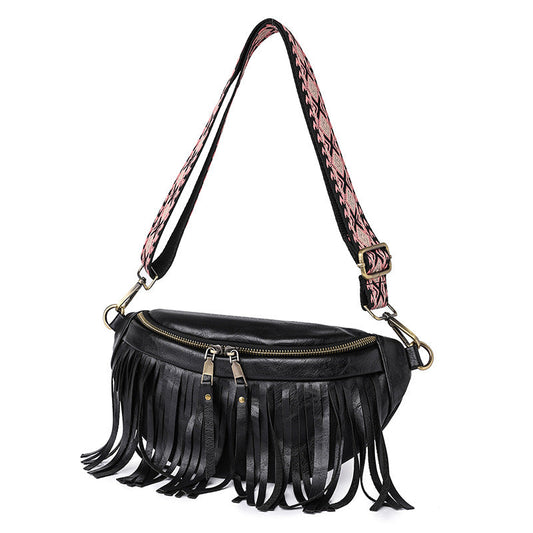 Vintage Tassel Pleated Chest Bag