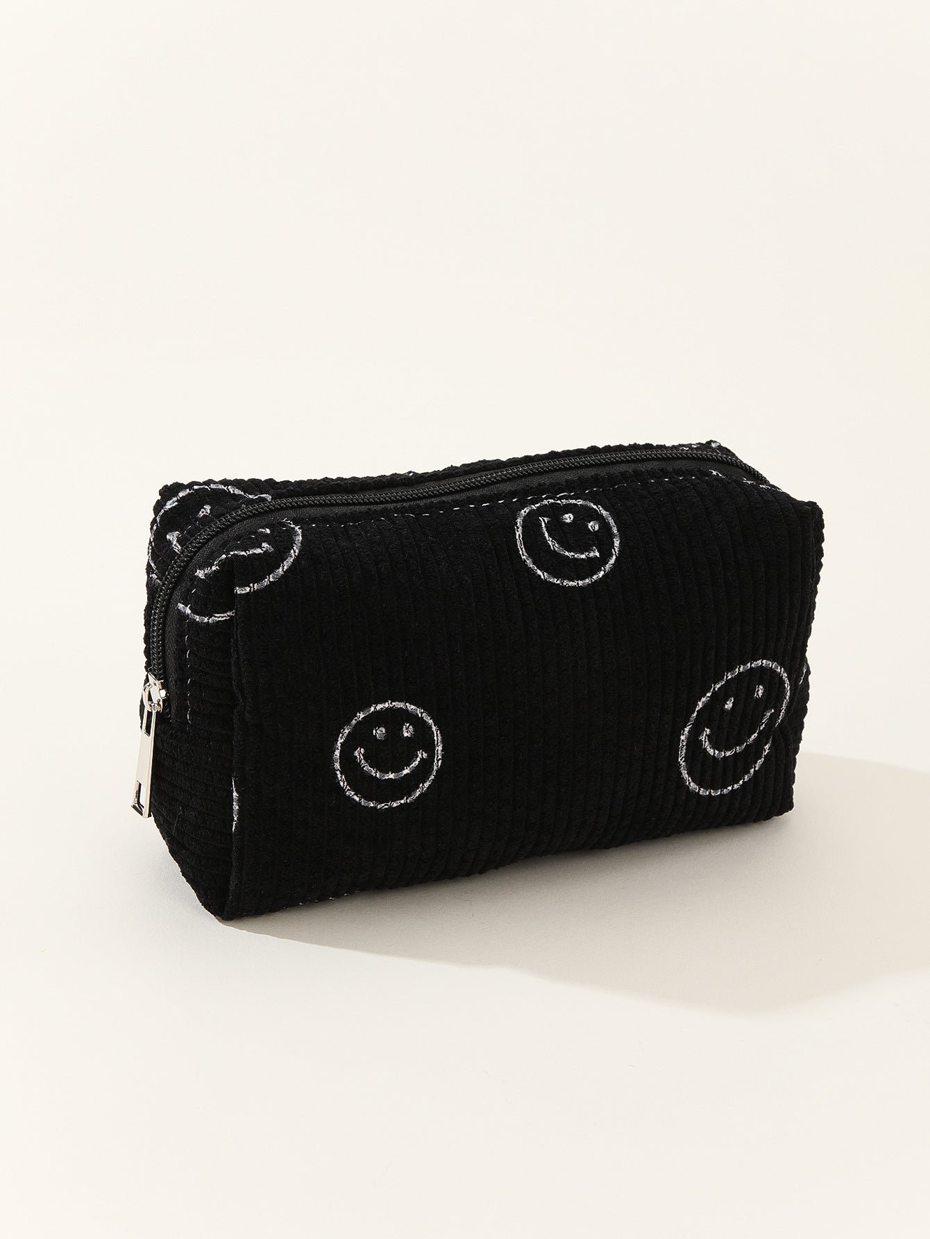 Smiley Corduroy Cosmetic Bag