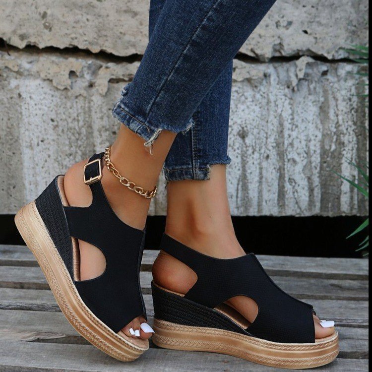 Open Toe Strap Roman Heel Sandals