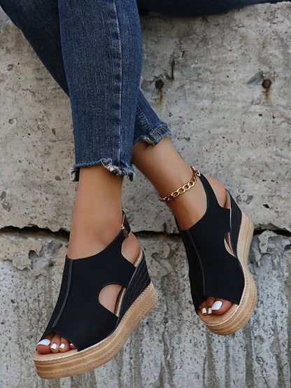 Open Toe Strap Roman Heel Sandals