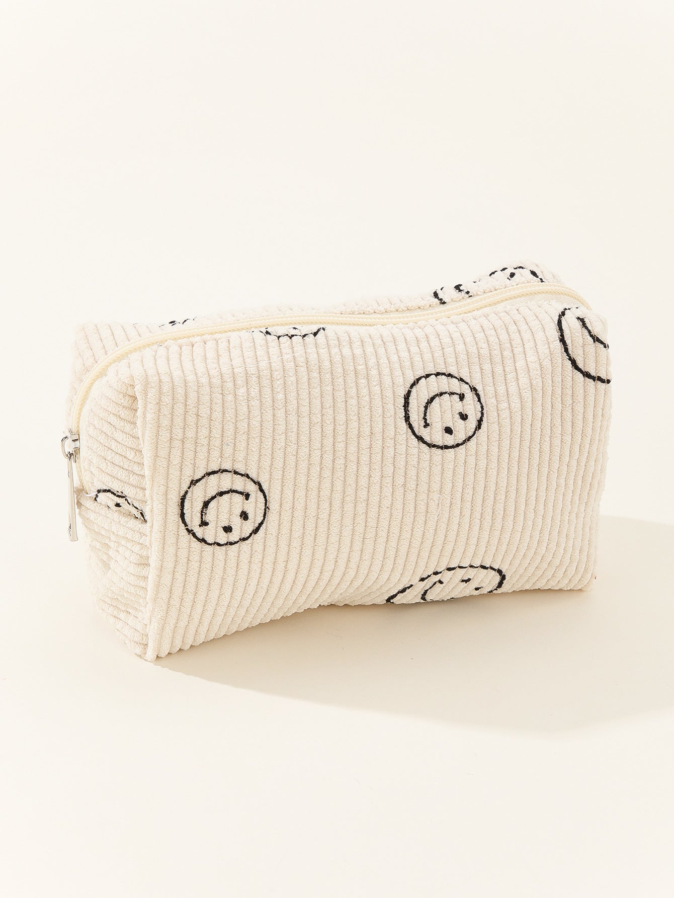 Smiley Corduroy Cosmetic Bag