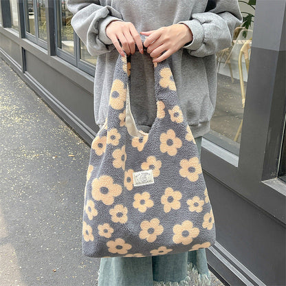 Fresh Floral Plush Tote Bag