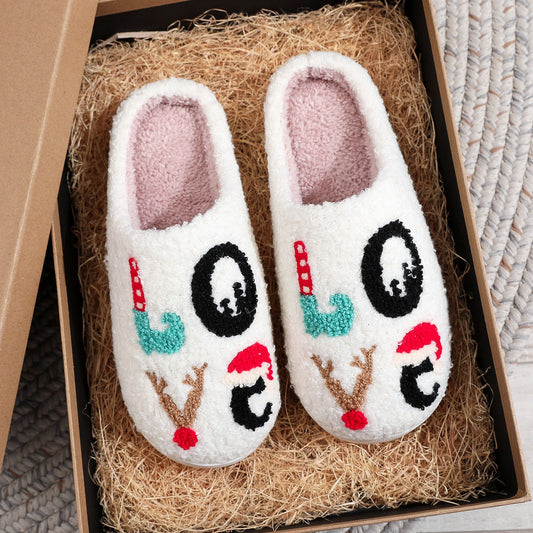 Valentine Theme LOVE Graphic Fuzzy Slipper