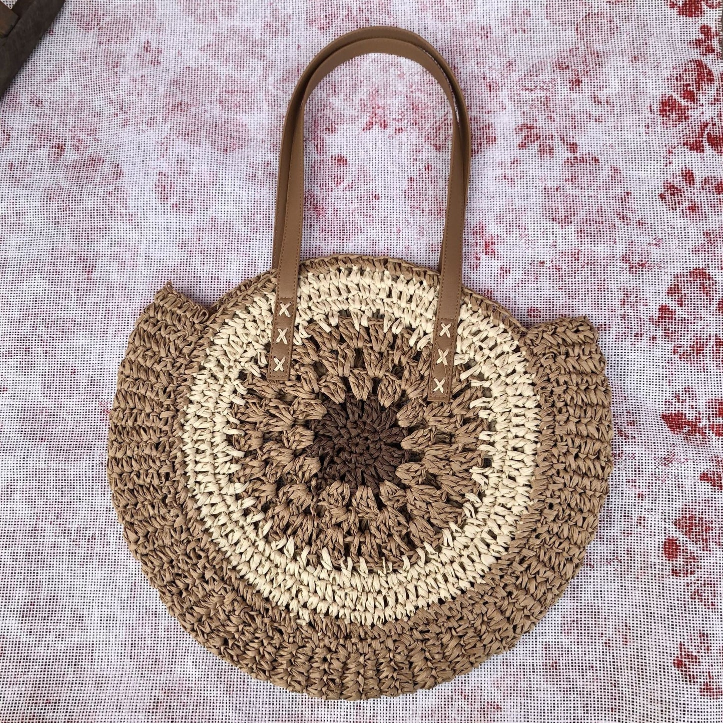 Woven Round Straw Shoulder Bag