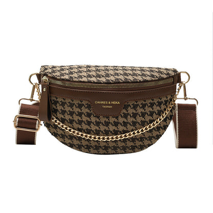 Fashion Crossbody Bag-Brown Plaids