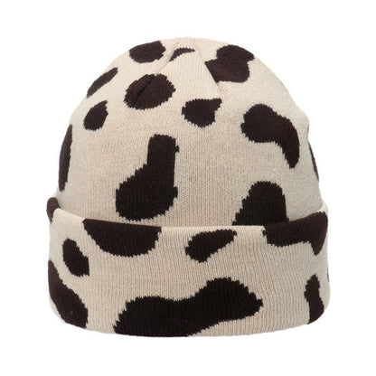 Cow Print Knitted Hat