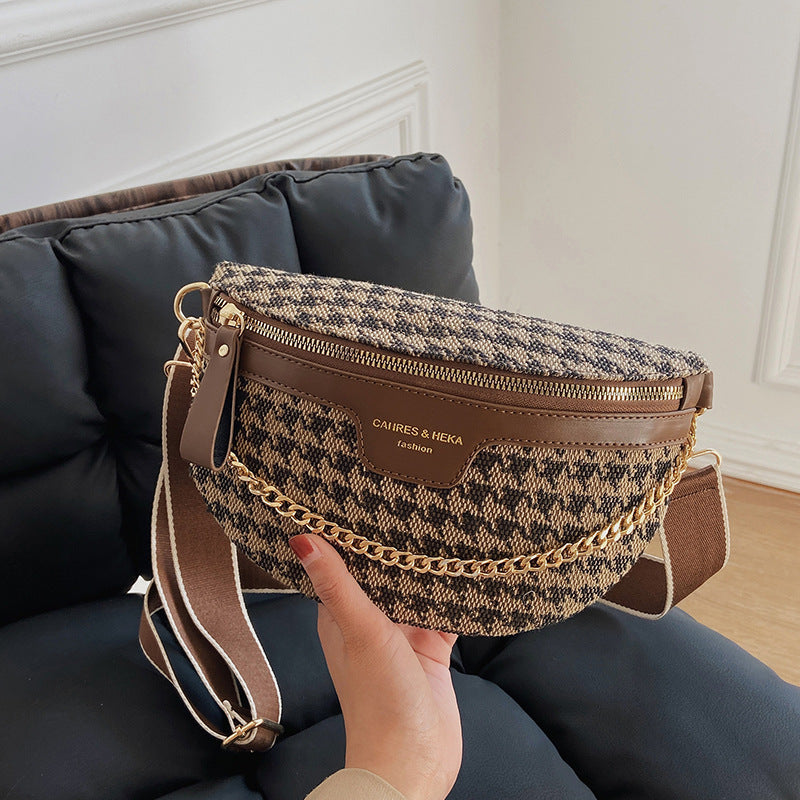 Fashion Crossbody Bag-Brown Plaids