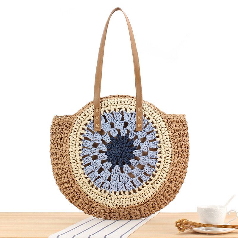 Woven Round Straw Shoulder Bag