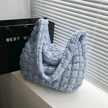 Quilted Zipper Large Shoulder Bag