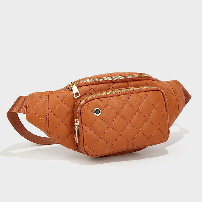 Simple Diamond Crossbody Bag-Brown