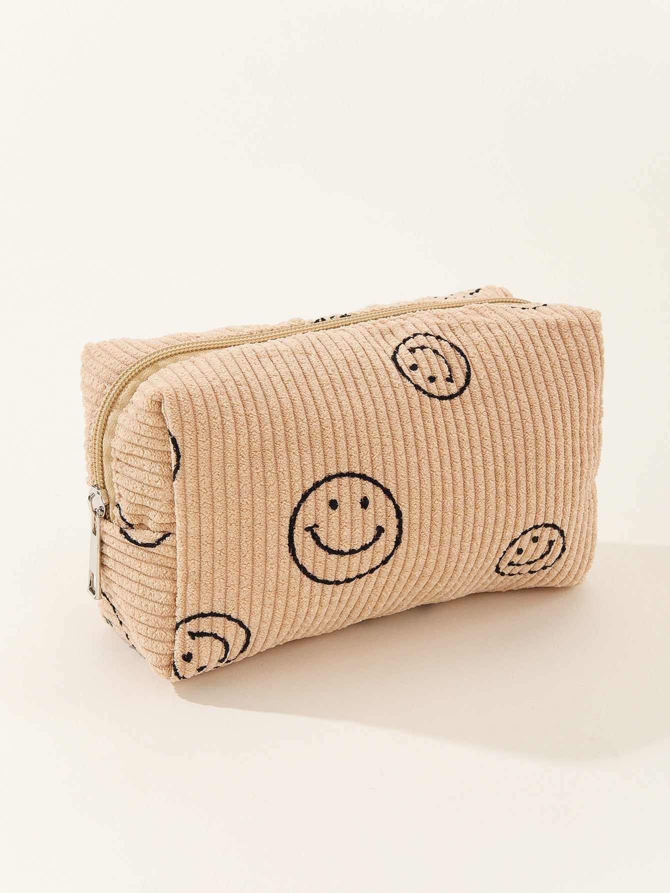 Smiley Corduroy Cosmetic Bag