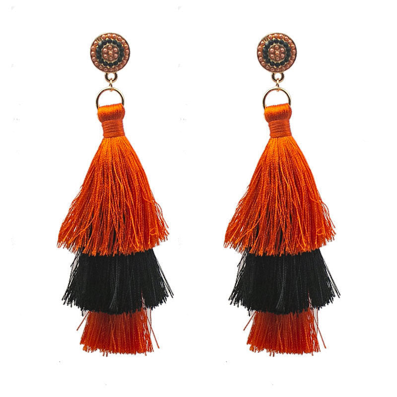 Halloween Tassel Bead Earrings（moq:12)