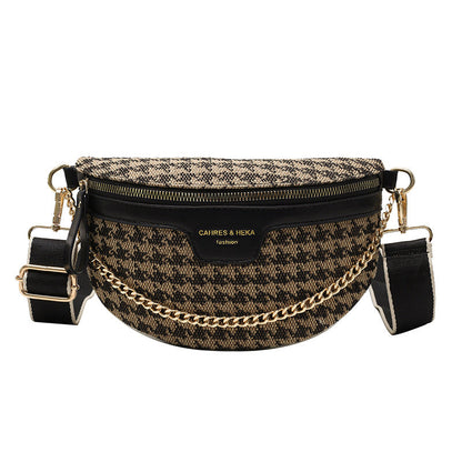 Fashion Crossbody Bag-Black Plaids