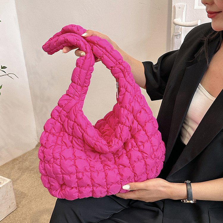 Quilted Zipper Large Shoulder Bag