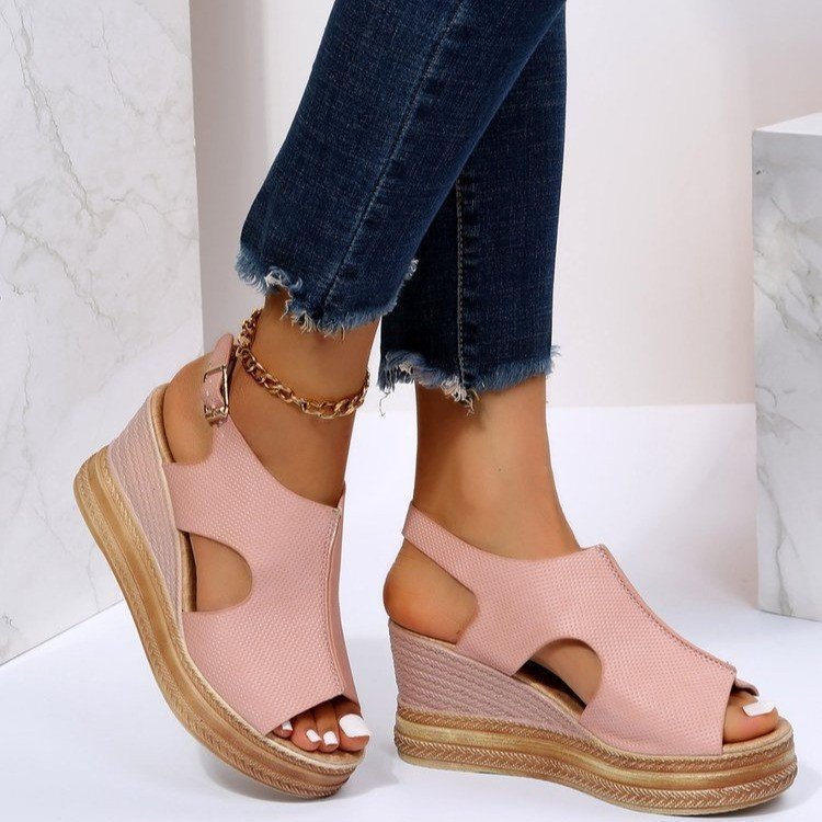 Open Toe Strap Roman Heel Sandals