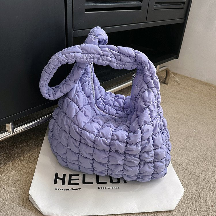 Quilted Zipper Large Shoulder Bag