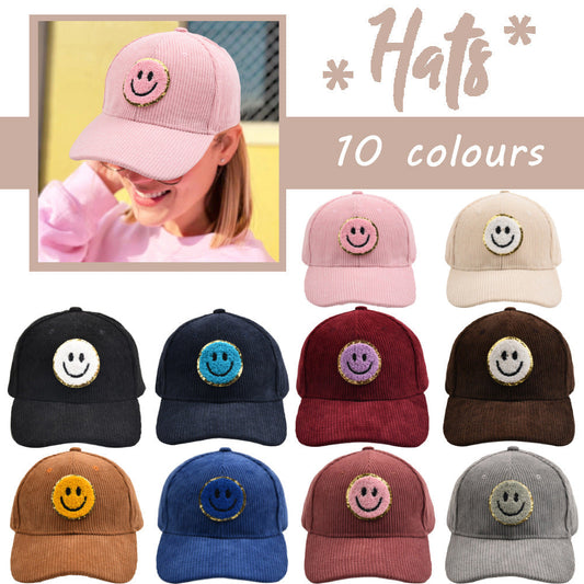 Corduroy Smiley Baseball Cap