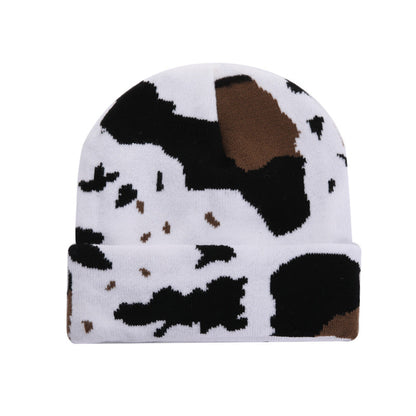 Cow Print Knitted Hat