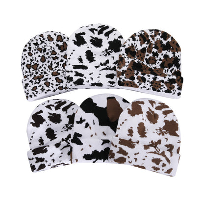 Cow Print Knitted Hat