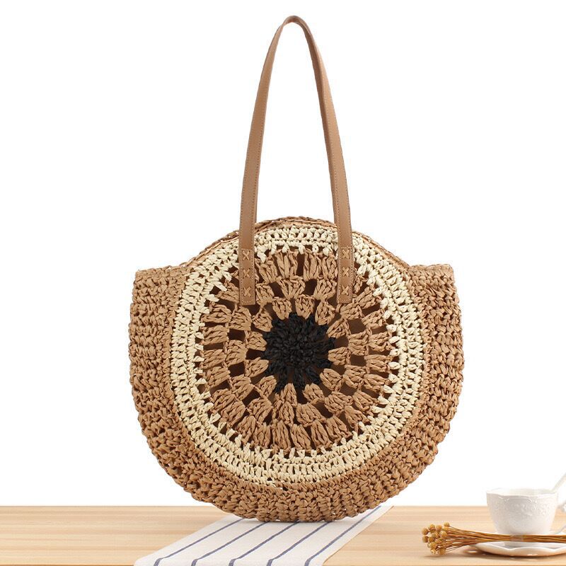 Woven Round Straw Shoulder Bag