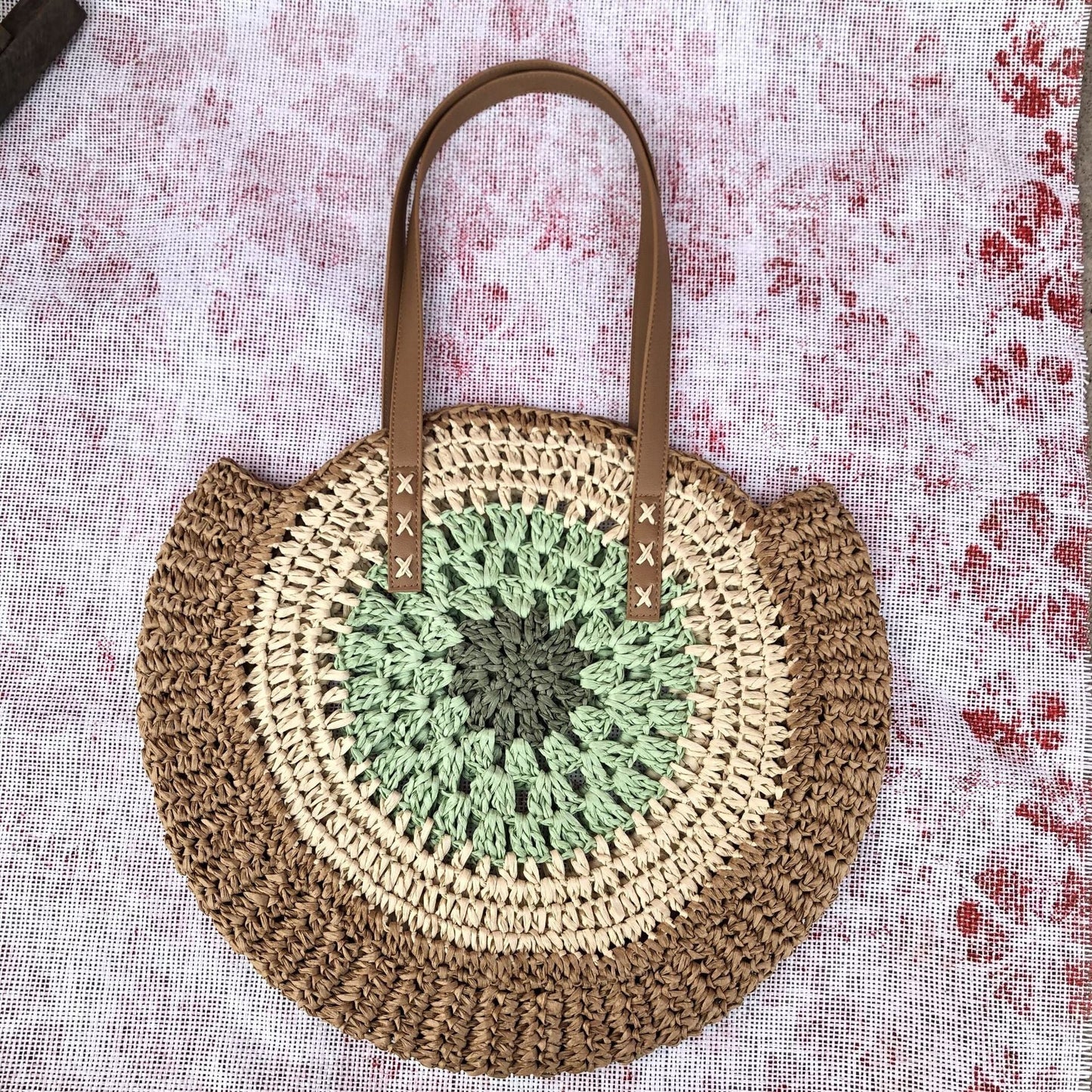 Woven Round Straw Shoulder Bag