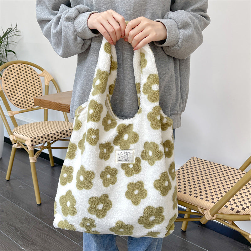 Fresh Floral Plush Tote Bag