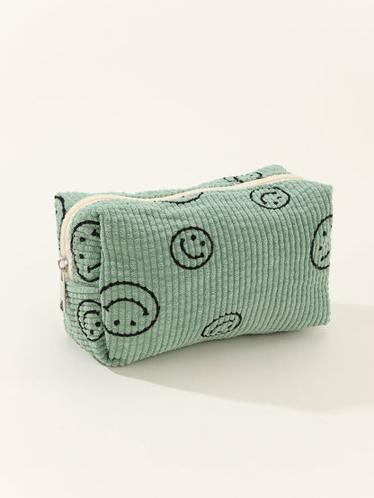 Smiley Corduroy Cosmetic Bag