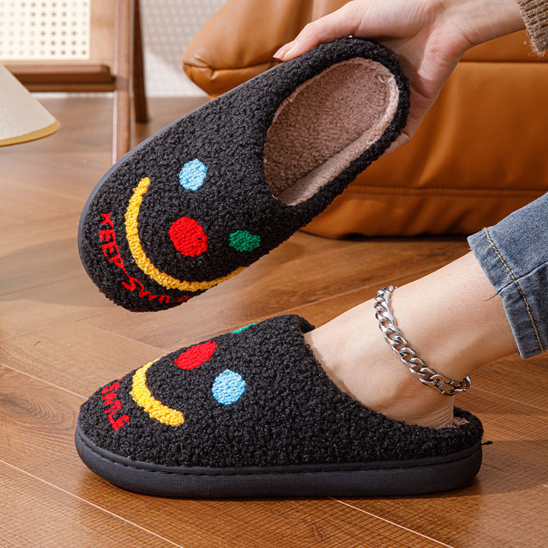 Smile Printed Sherpa Home Slippers