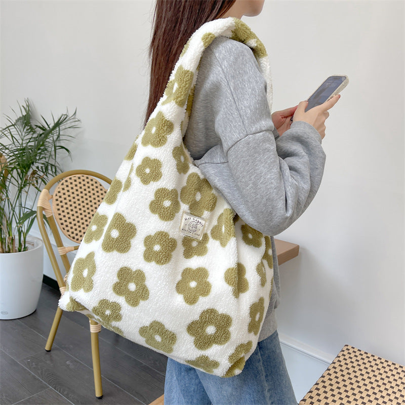 Fresh Floral Plush Tote Bag