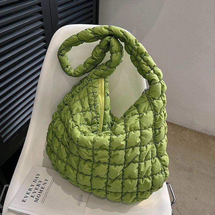 Quilted Zipper Large Shoulder Bag