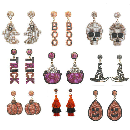 Halloween Tassel Bead Earrings（moq:12)