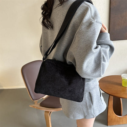 Wide Belt Square Corduroy Shoulder Bag