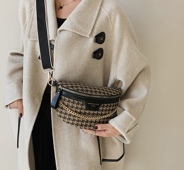 Fashion Crossbody Bag-Black Plaids