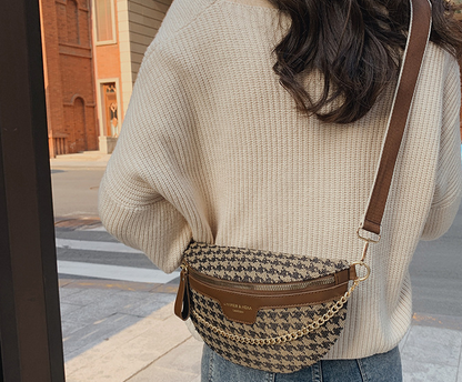 Fashion Crossbody Bag-Brown Plaids