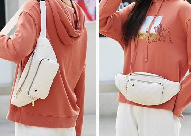 Simple Diamond Crossbody Bag-White