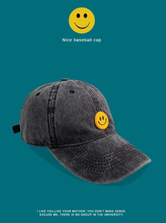 Retro Washed Smiley Baseball Cap