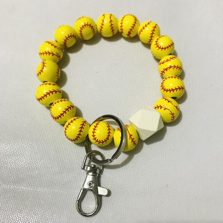 Wooden Bead and Wooden Brand Bracelet Keychain|2pc