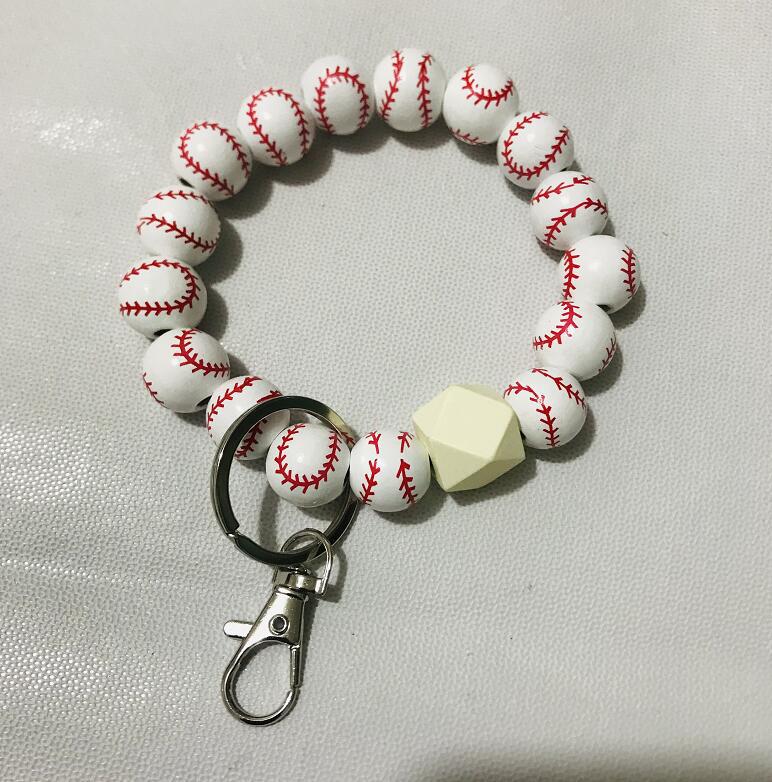 Wooden Bead and Wooden Brand Bracelet Keychain|2pc