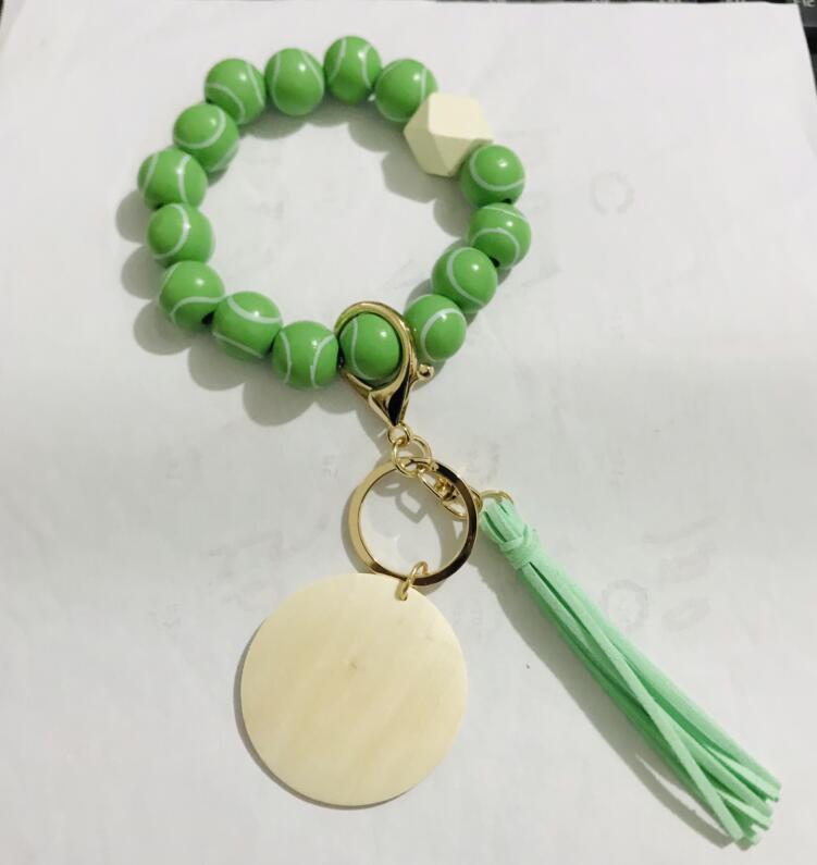 Wooden Bead and Wooden Brand Bracelet Keychain|2pc