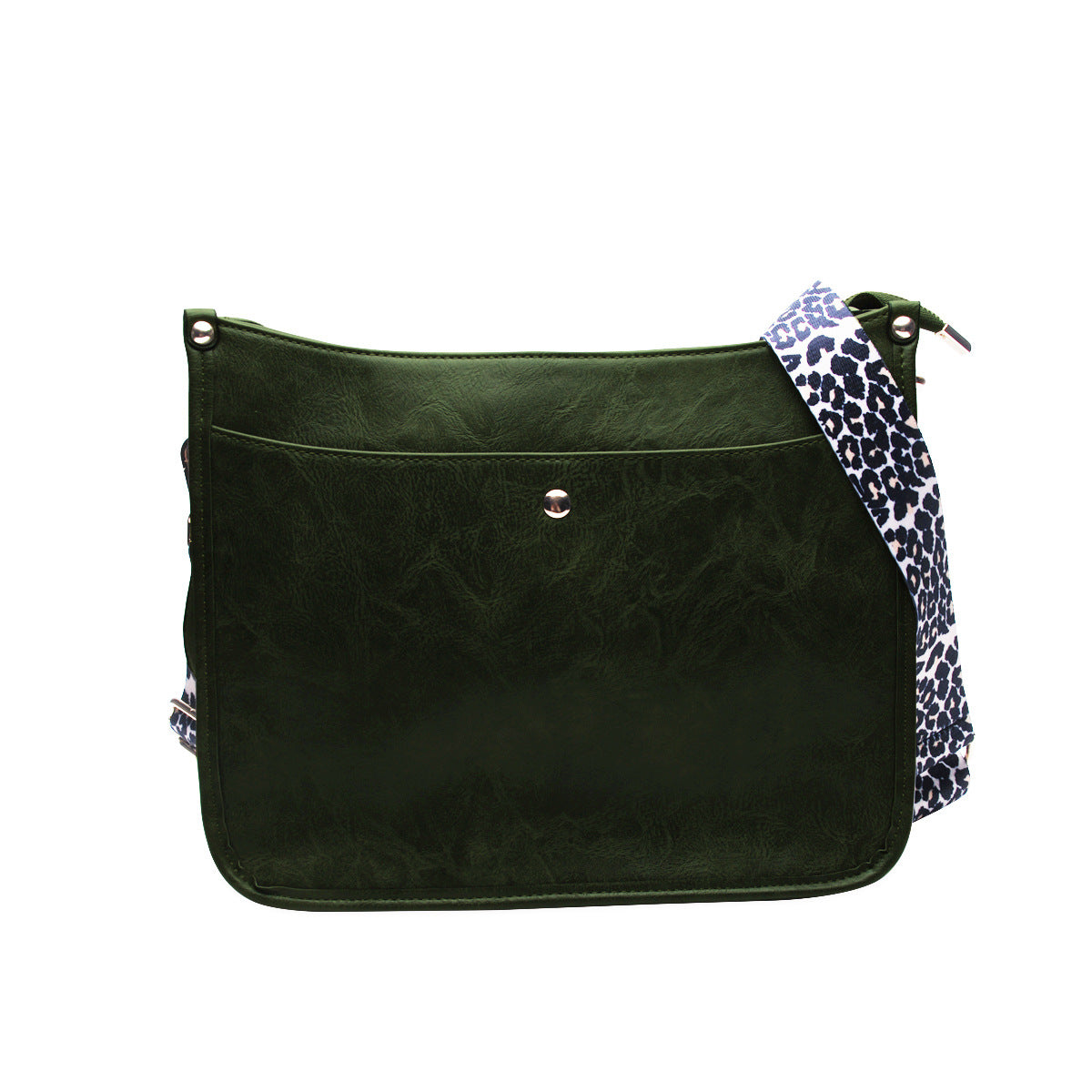 Button Leopard Messenger Bag-Zipper - KOC