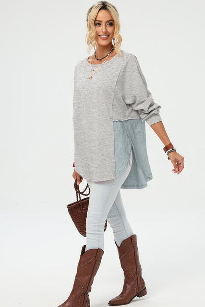 Curved Hem Dolman Sleeve Top