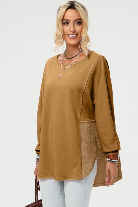 Curved Hem Dolman Sleeve Top